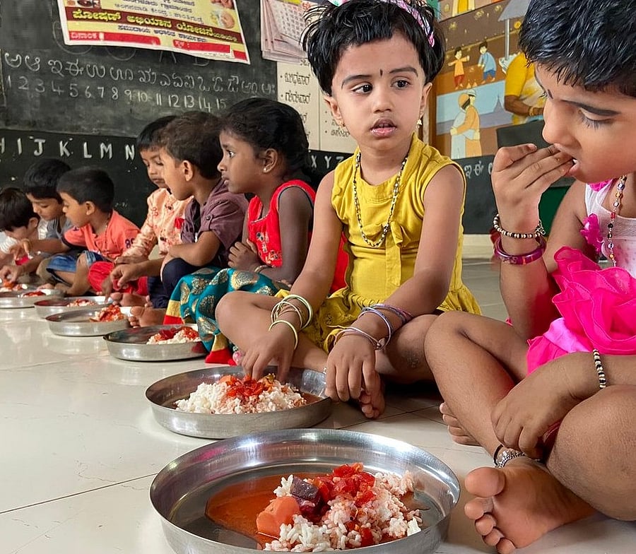 <div class="paragraphs"><p>Children having a meal at an anganwadi. Pic for representation</p></div>