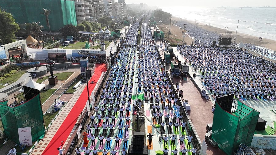 <div class="paragraphs"><p>International Yoga Day celebrations held along the beachfront in Visakhapatnam, Andhra Pradesh.</p></div>