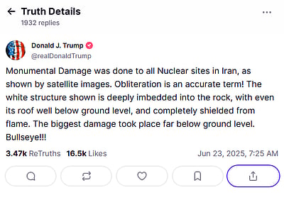 Trump Claims Major Damage to Iran Nuclear Sites After US Strikes