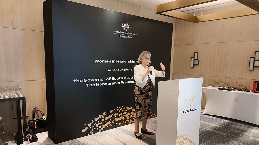 <div class="paragraphs"><p>South Australia Governor Frances Adamson speaks at the 'Women in Leadership' event in Bengaluru on Monday. </p></div>