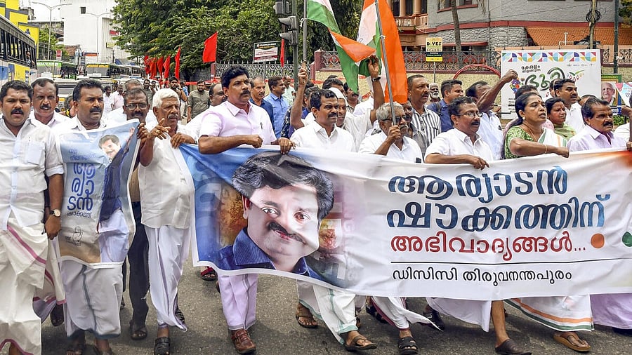 <div class="paragraphs"><p>Congress workers celebrate the victory of Aryadan Shoukath.</p></div>