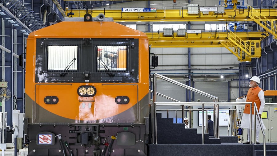 <div class="paragraphs"><p>In this image via PMO on Monday, May 26, 2025, Prime Minister Narendra Modi during inauguration of the country's first 9,000 horsepower locomotive engine, a locomotive manufacturing shop and rolling stock workshop, in Dahod, Gujarat. (For representation)</p></div>