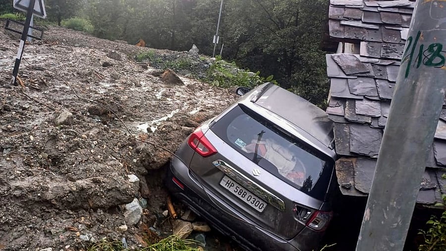 <div class="paragraphs"><p>A damaged vehicle after being swept away in flash floods due to cloudbursts, in Kullu district, Himachal Pradesh, Wednesday, June 25, 2025.</p></div>