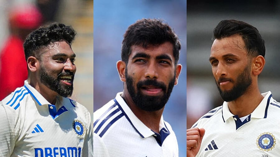 <div class="paragraphs"><p>(L-R) Mohammed Siraj, Jasprit Bumrah, Prasidh Krishna</p></div>