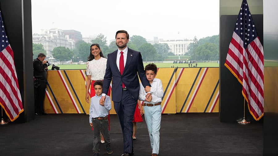 <div class="paragraphs"><p>Vice President JD Vance, Usha Vance and their children during a celebration of the Army's 250th birthday on the National Mall in Washington</p></div>