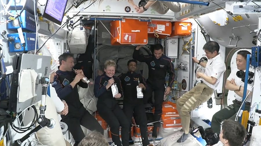 <div class="paragraphs"><p>The Axiom-4 crew in the ISS.</p></div>