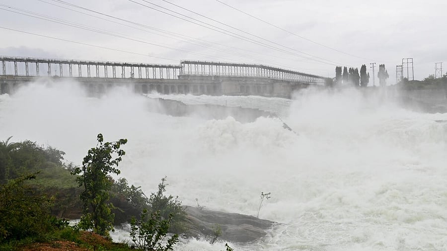 <div class="paragraphs"><p>Water being released through crest gates at KRS dam, in Srirangapatna taluk, Mandya district.</p></div>