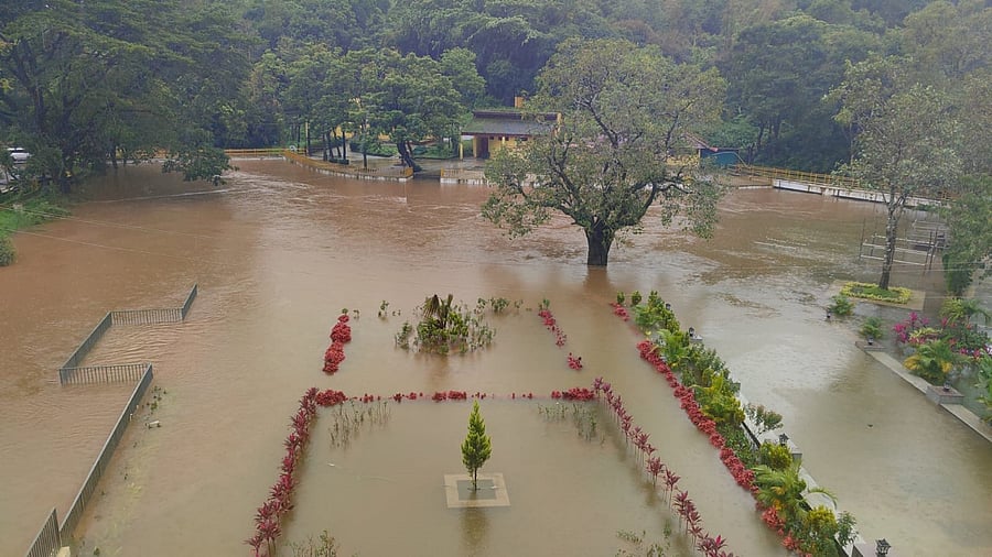Triveni Sangama in Kodagu district is submerged for the third time in a month.