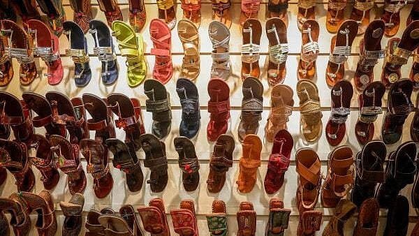 <div class="paragraphs"><p>Kolhapuri sandals are on display at a store in New Delhi.</p></div>
