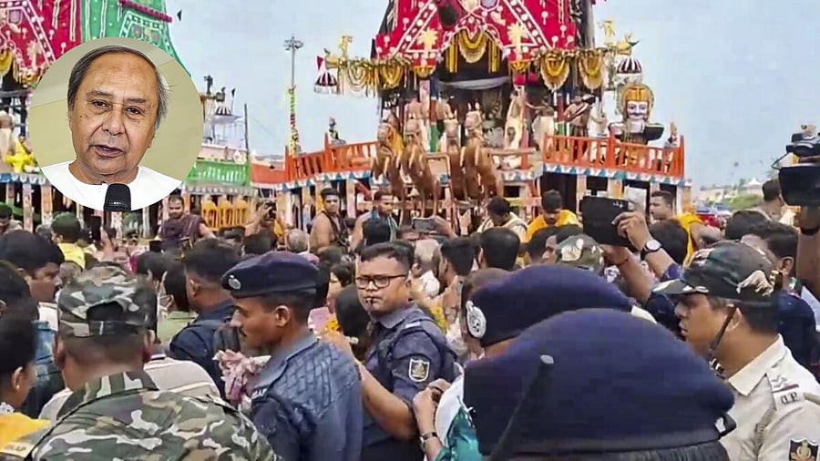 <div class="paragraphs"><p>Scene of the stampede with an inset image of Naveen Patnaik</p></div>