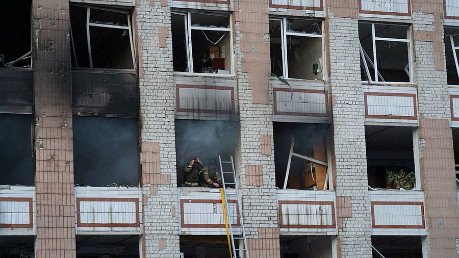 <div class="paragraphs"><p>Firefighters work at the site of an apartment building damaged during Russian drone and missile strikes, amid Russia's attack on Ukraine, in the town of Smila, Cherkasy region, Ukraine</p></div>