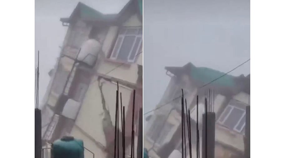 <div class="paragraphs"><p>A screengrab from the video showing the building collapse</p></div>