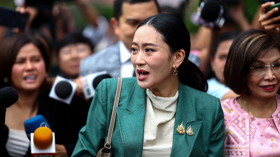 <div class="paragraphs"><p>Thailand's Prime Minister Paetongtarn Shinawatra reacts after a cabinet meeting.</p></div>