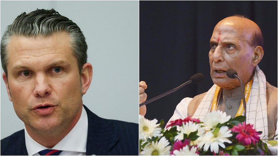 <div class="paragraphs"><p>US Defence Secretary Pete Hegseth (L); India's Defence Minister Rajnath Singh. </p></div>