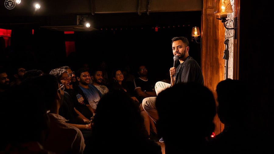 Comic Akaash Singh at a show at The Underground Comedy Club, Koramangala.