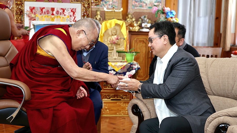 <div class="paragraphs"><p>Kiren Rijiju with the Dalai Lama.&nbsp;</p></div>