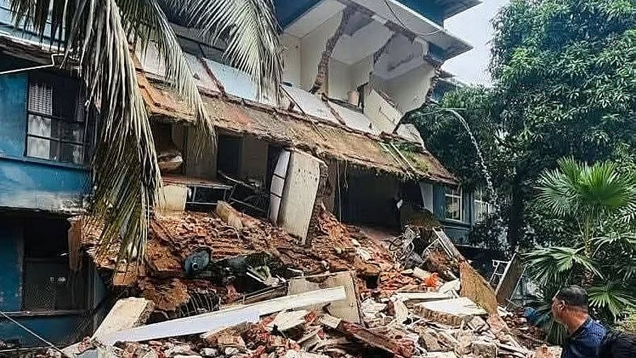 <div class="paragraphs"><p>The collapsed area is part of the bathroom complex of the three-storey building.</p></div>