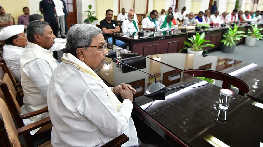<div class="paragraphs"><p>Chief Minister Siddaramaiah pictured during the meeting.</p></div>