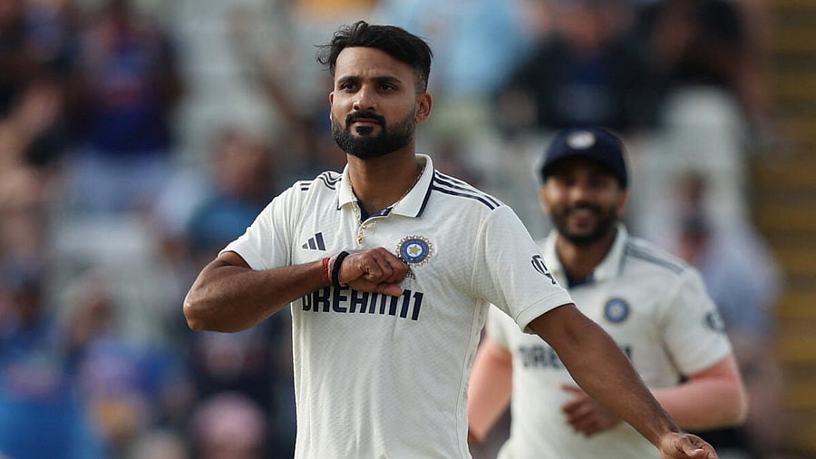 <div class="paragraphs"><p>India's Akash Deep celebrates after taking the wicket of England's Joe Root.</p></div>