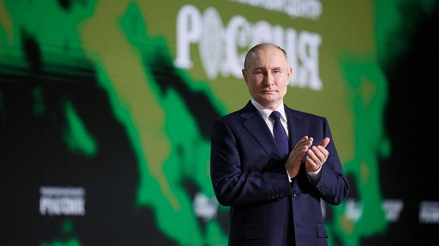 <div class="paragraphs"><p>Russian President Vladimir Putin takes part in a forum organised by the All-Russia People's Front political movement, in Moscow, Russia. </p></div>