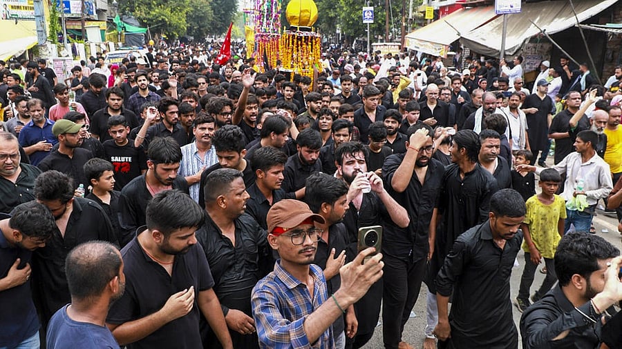 <div class="paragraphs"><p>Shia Muslims participate in an 'Ashura' procession on the tenth day of the mourning period of Muharram, in Aligarh, Sunday, July 6, 2025.</p></div>