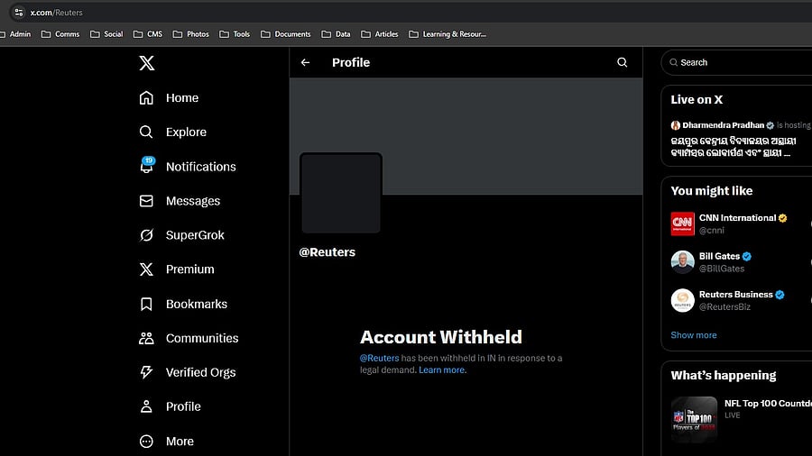 <div class="paragraphs"><p>Screengrab showing the blocked Reuters X account.</p></div>