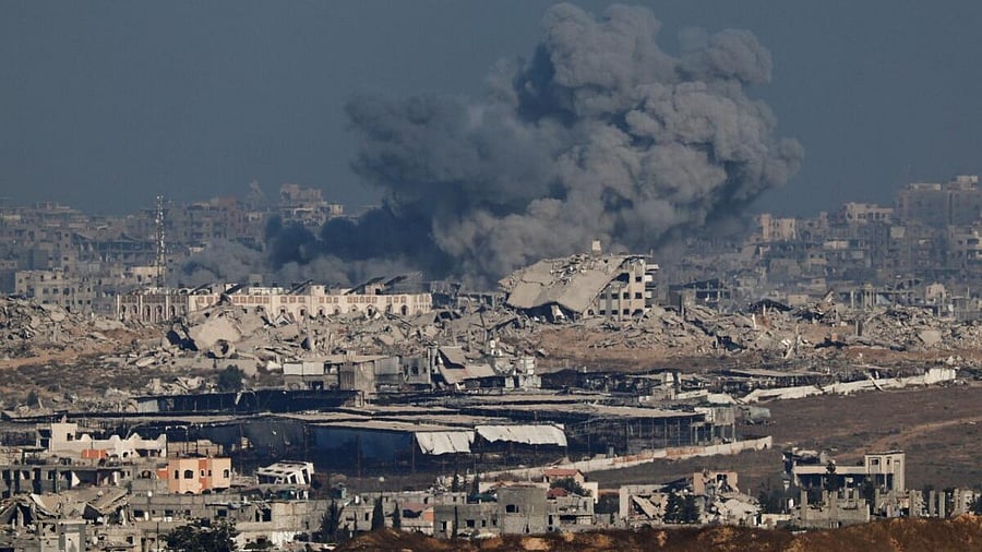 <div class="paragraphs"><p>Smoke rises in Gaza after an explosion, as seen from the Israeli side of the border, July 7, 2025.</p></div>