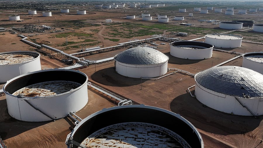 <div class="paragraphs"><p>A drone view shows a portion of the crude oil tank farm in Midland, Texas, US June 11, 2025. </p></div>
