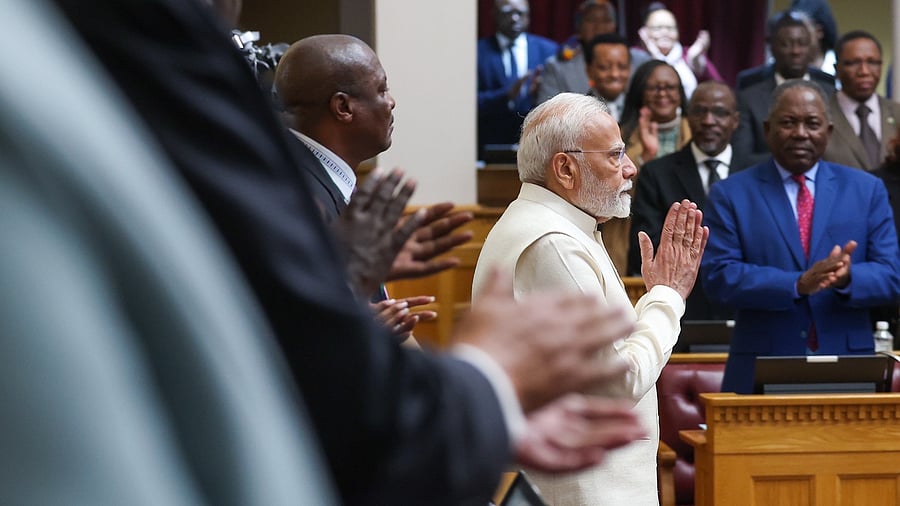 <div class="paragraphs"><p>PM Modi in the Namibian Parliament.</p></div>
