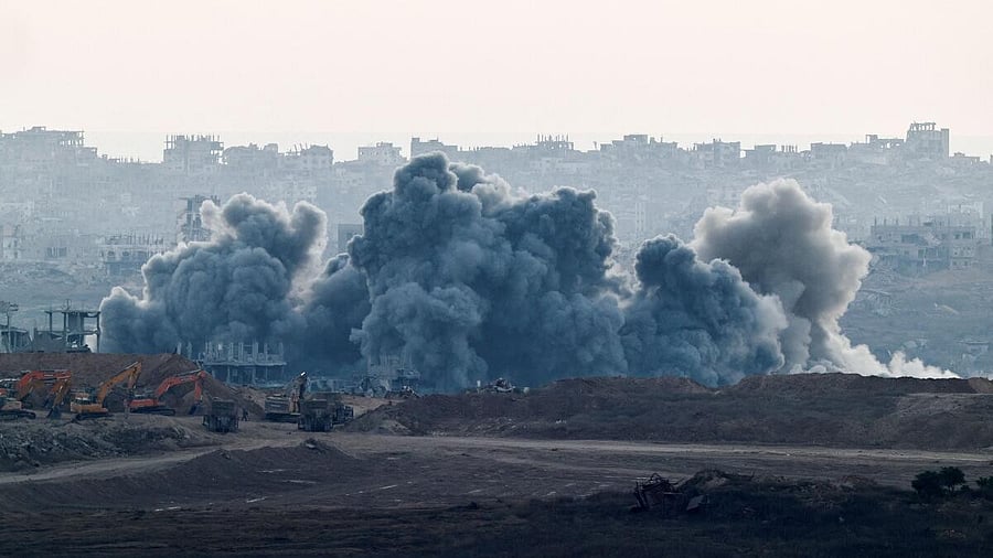 <div class="paragraphs"><p>Smoke rises in Gaza after an explosion, as seen from the Israeli side of the Israel-Gaza border, July 8, 2025.</p></div>