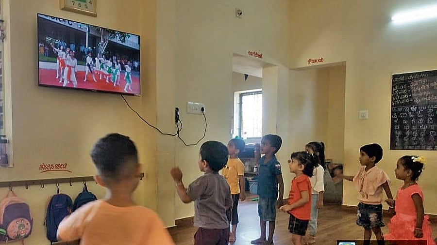 <div class="paragraphs"><p>Children enjoy an action song at an anganwadi centre.</p></div>