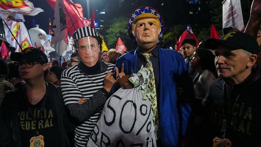 <div class="paragraphs"><p>Demonstrators take part in a protest against U.S. President Donald Trump’s announcement of 50% tariffs on Brazilian products, in Sao Paulo</p></div>