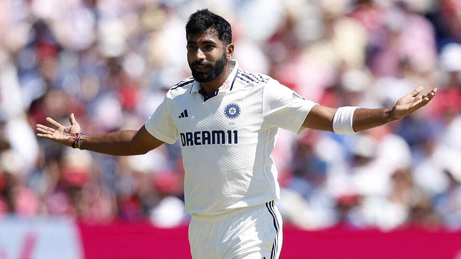 <div class="paragraphs"><p>Jasprit Bumrah celebrates after dismissing Ben Stokes</p></div>