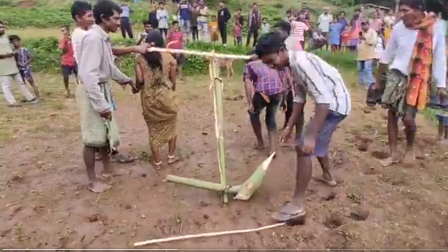 <div class="paragraphs"><p>Tribal couple tied to yoke, forced to plough field for defying marriage norms in Odisha</p><p>(Screengrab)</p></div>