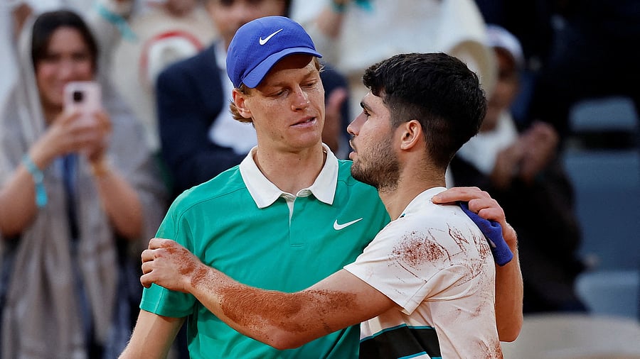<div class="paragraphs"><p>Sinner and Alcaraz at the French Open final.</p></div>