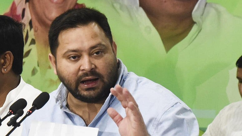 <div class="paragraphs"><p>RJD leader and LoP in Bihar Assembly Tejashwi Yadav addresses a press conference with Grand Alliance leaders at his official residence, in Patna, Sunday, July 13, 2025.</p></div>