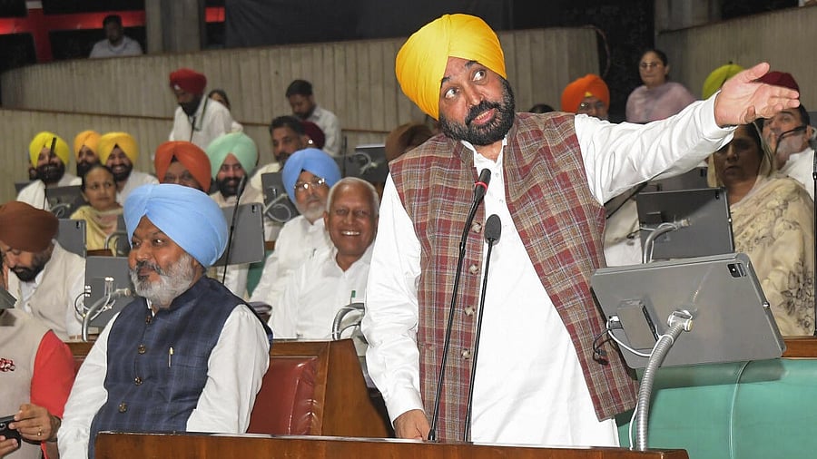 <div class="paragraphs"><p>Punjab Chief Minister Bhagwant Mann speaks during a session of the State Assembly, in Chandigarh.&nbsp;</p></div>