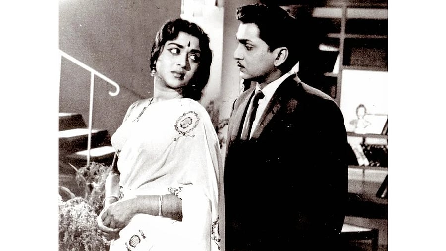<div class="paragraphs"><p>Saroja Devi with Akkineni Nageswara Rao in 'Aatmabalam'.&nbsp;</p></div>