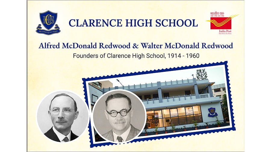 <div class="paragraphs"><p>A postcard featuring the founder-brothers of the school. </p></div>