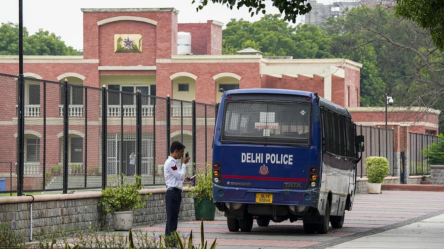 <div class="paragraphs"><p>A police official during a search operation at the St Stephen's College premises after the college received a bomb threat through email, in New Delhi, Tuesday, July, 15, 2025.</p></div>