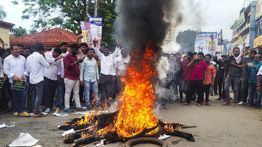 <div class="paragraphs"><p>Protests in Balasore over college student's death.</p></div>