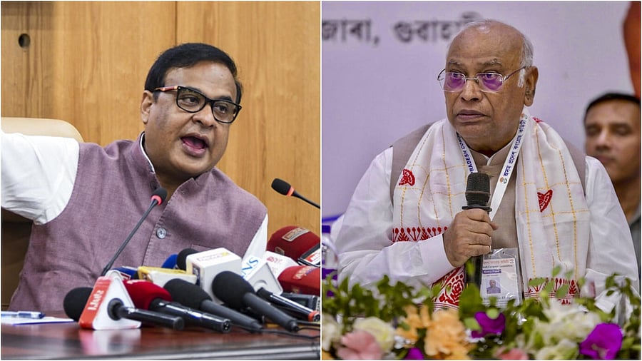 <div class="paragraphs"><p>Assam Chief Minister Himanta Biswa Sarma(L),&nbsp;Congress president Mallikarjun Kharge.</p></div>
