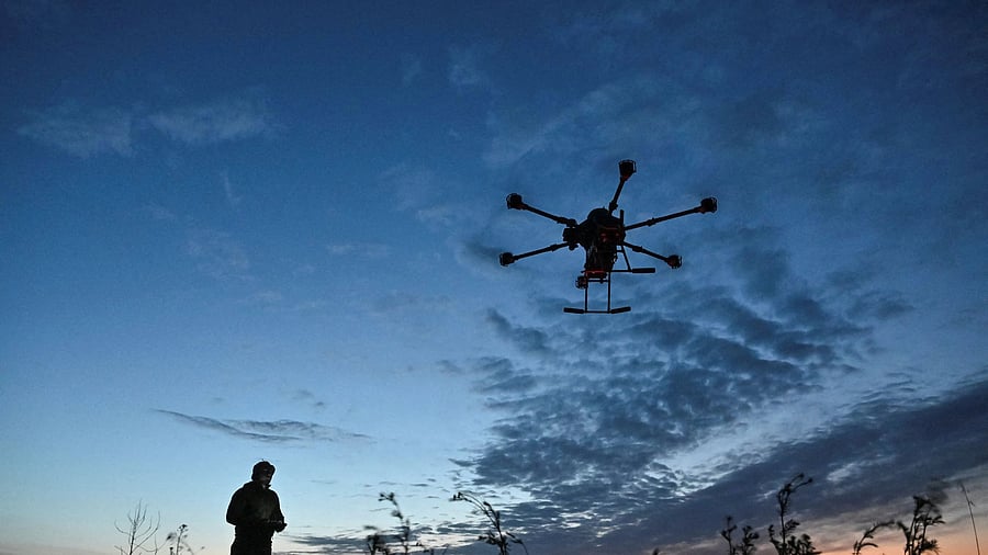 <div class="paragraphs"><p> A serviceman of Special Police Battalion launches a Vampire combat drone flying over positions of Russian troops, amid Russia's attack on Ukraine, in Zaporizhzhia region</p></div>