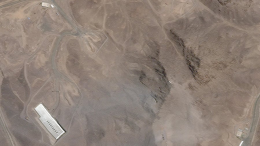 <div class="paragraphs"><p>Satellite image over Fordow, after the US struck the underground nuclear facility, near Qom, Iran</p></div>