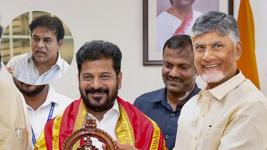 <div class="paragraphs"><p>Andhra Pradesh Chief Minister N Chandrababu Naidu with Telangana Chief Minister A Revanth Reddy and Telangana cabinet minister N. Uttam Kumar Reddy during a meeting under the chairmanship of Union Minister for Water Resources CR Patil to discuss water related issues of the two states, in New Delhi</p></div>