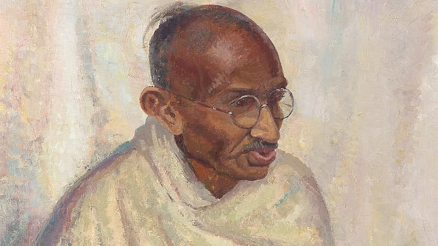 <div class="paragraphs"><p>The oil painting of Mahatma Gandhi that was sold for Rs 1.75 crore.</p></div>