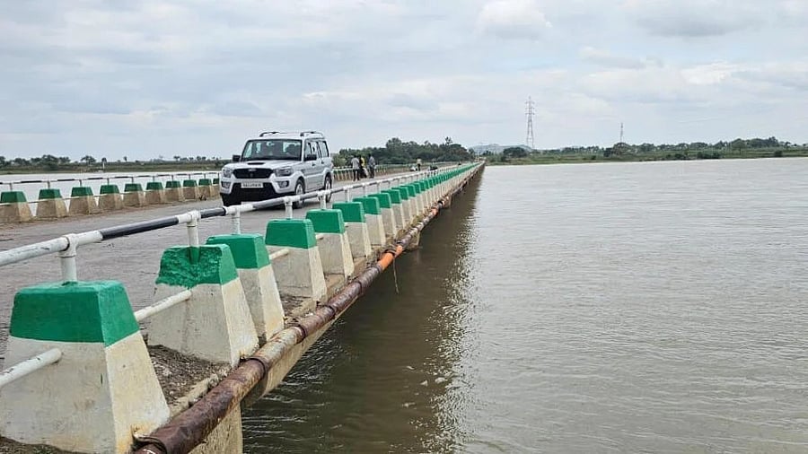 <div class="paragraphs"><p>A view of a bridge built across Krishna river near Kollur M village in Shahapur taluk. </p></div>