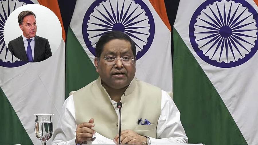 <div class="paragraphs"><p>MEA spokesperson&nbsp;Randhir Jaiswal,&nbsp;NATO Secretary General Mark Rutte</p></div>