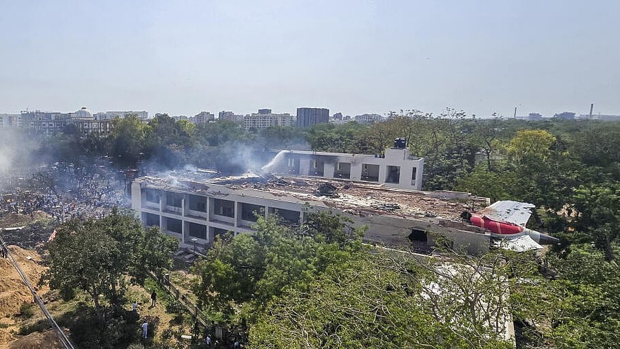 <div class="paragraphs"><p>Rescue operation after an Air India plane crashed near Ahmedabad airport.</p></div>