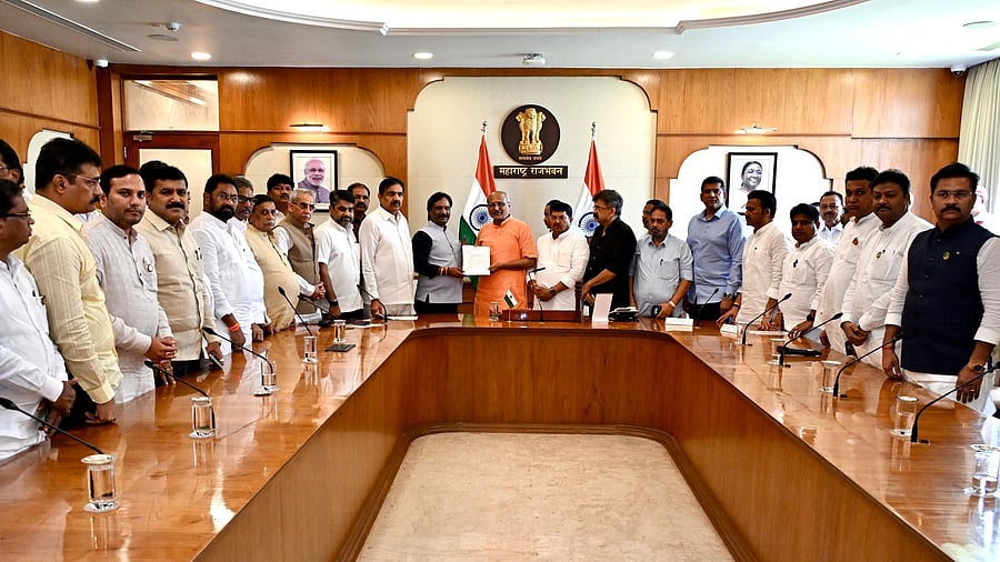 <div class="paragraphs"><p>Opposition leaders with Maharashtra Governor, July 18, 2025.</p></div>